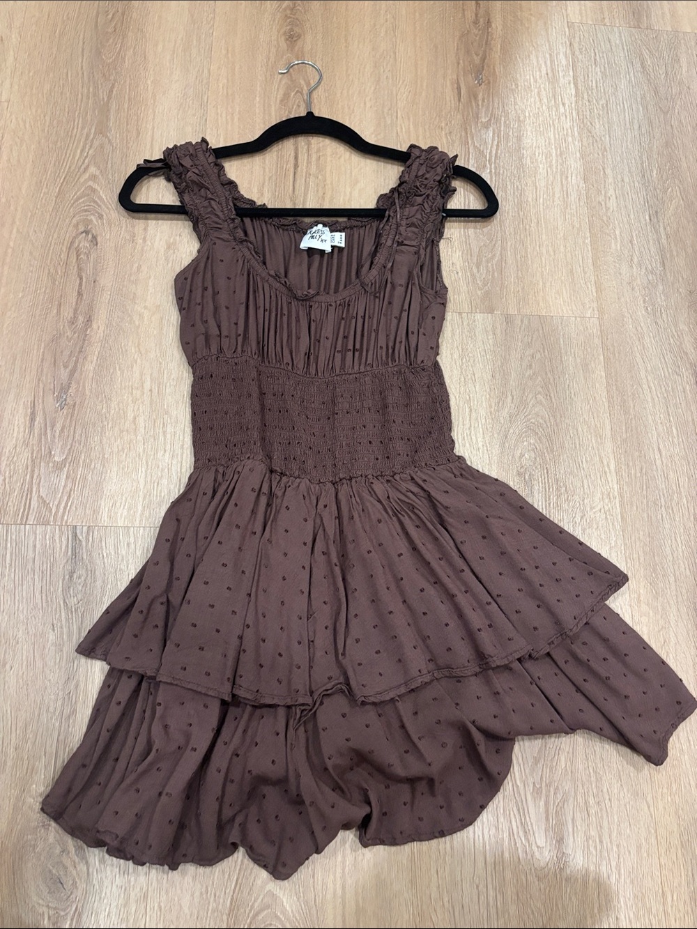 Girls Brown Ruffled Romper Dress